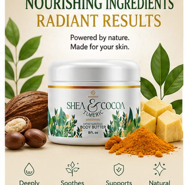Alternative view of Bo10nics Shea, Cocoa & Turmeric Moisturizing Body Butter – Unscented – 8 oz