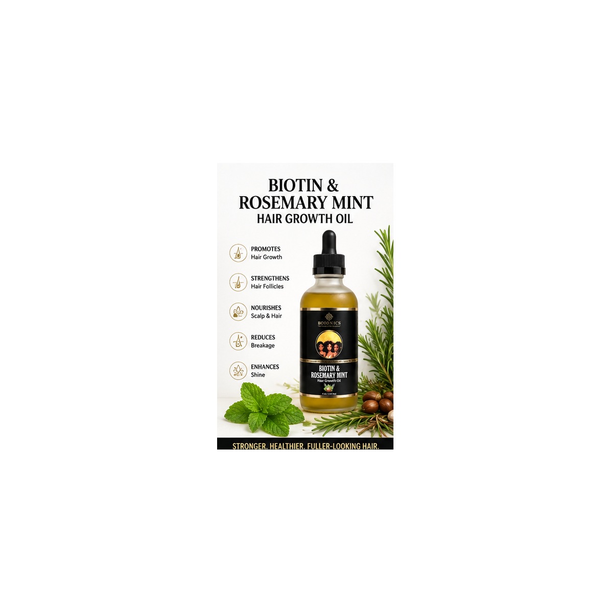Bo10nics Biotin & Rosemary Mint Hair Growth Oil – 4 oz - Image 9