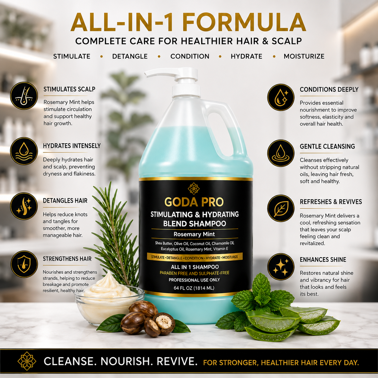 GODA PRO Stimulating & Hydrating Rosemary Mint Shampoo – 64 fl oz - Image 4