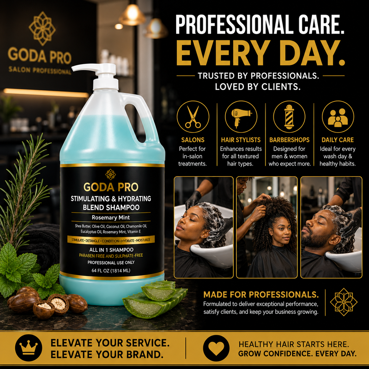 GODA PRO Stimulating & Hydrating Rosemary Mint Shampoo – 64 fl oz - Image 9