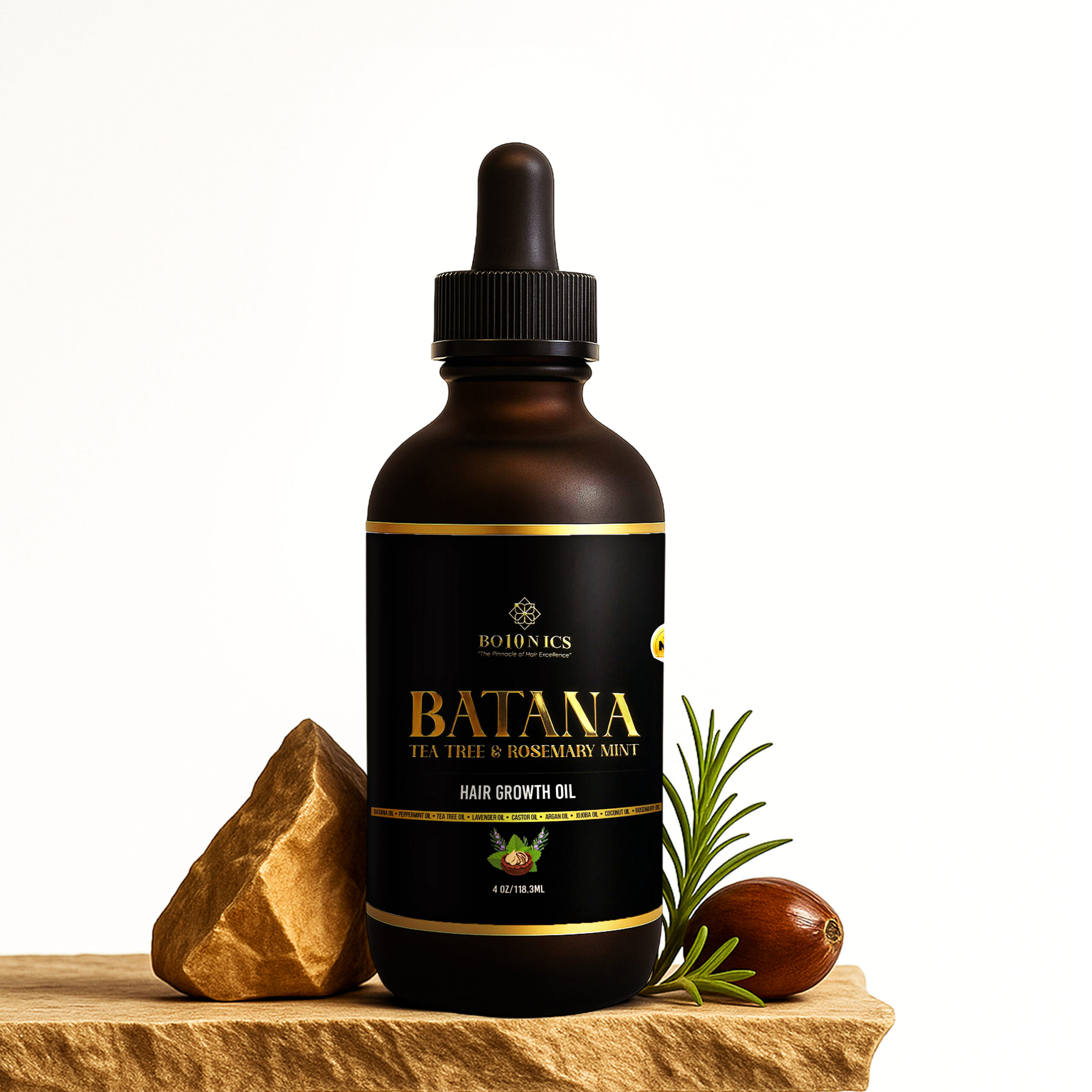 Bo10nics Batana Hair Growth Oil with Tea Tree & Rosemary Mint, 4 oz, Natural Hair Care - Image 2