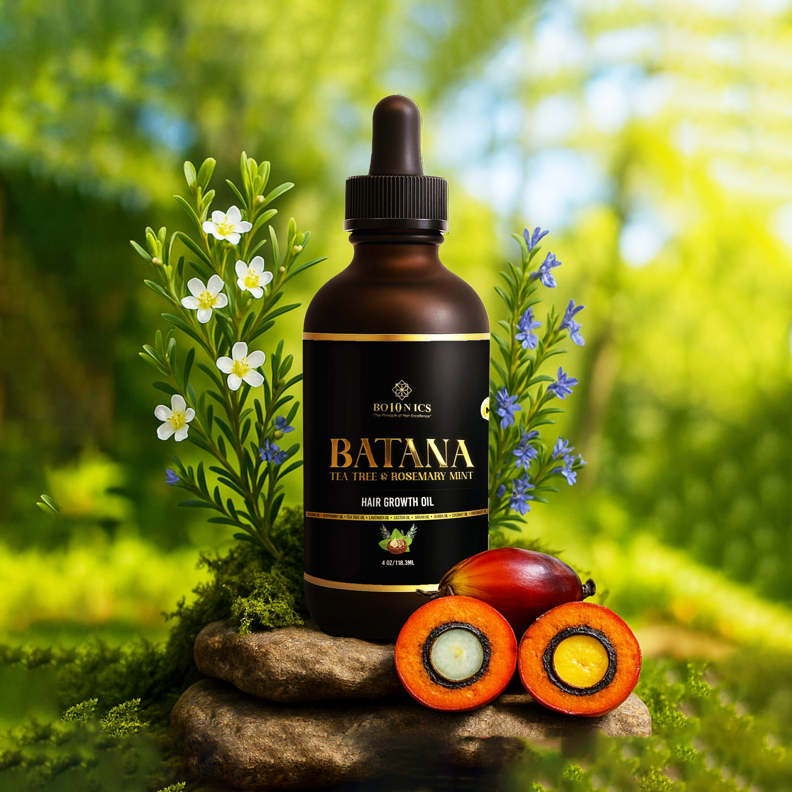 Bo10nics Batana Hair Growth Oil with Tea Tree & Rosemary Mint, 4 oz, Natural Hair Care - Image 3