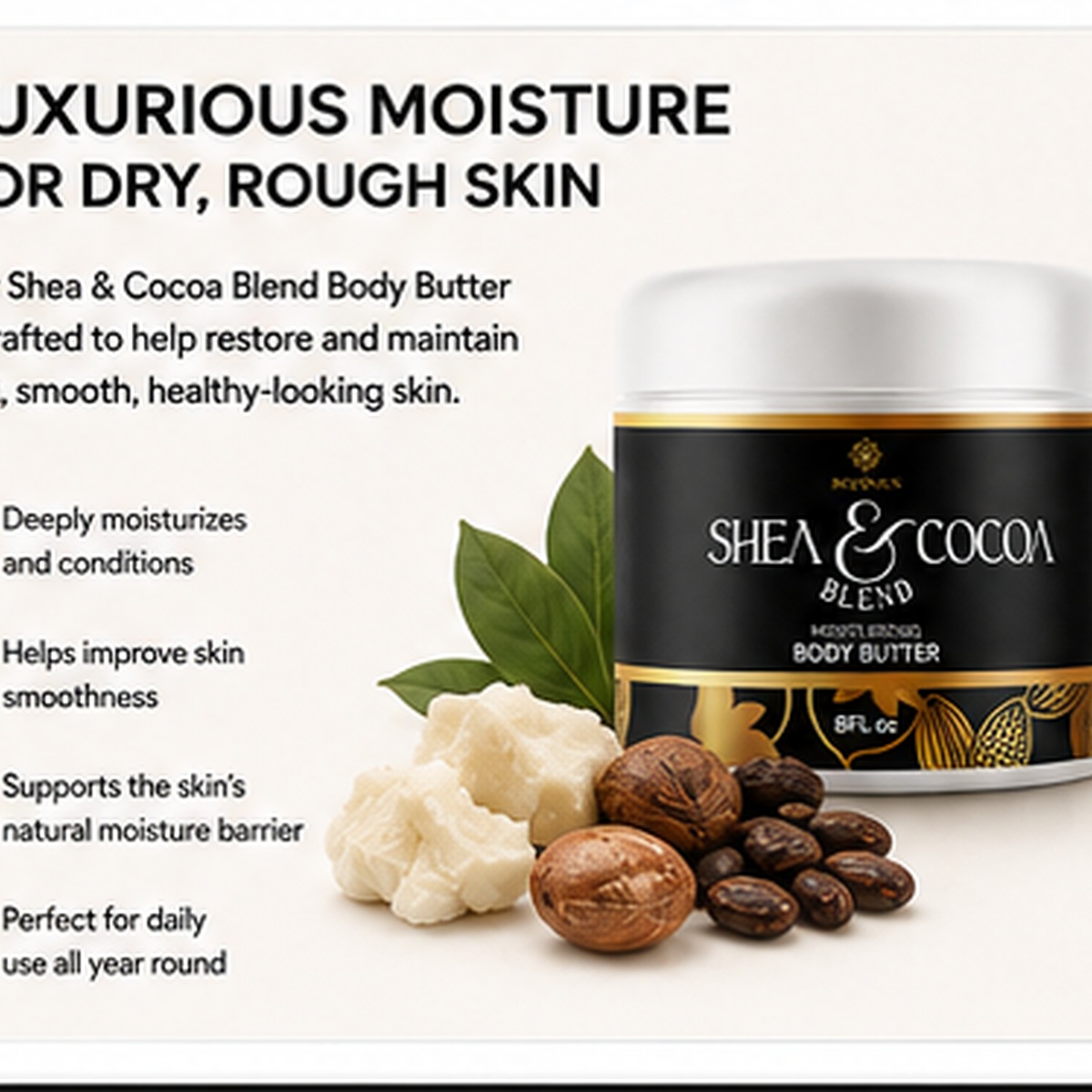 Bo10nics Shea & Cocoa Moisturizing Body Butter– 8 oz For Men - Image 5