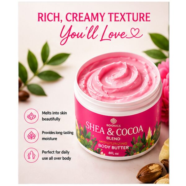 Alternative view of Bo10nics Shea & Cocoa Moisturizing Body Butter – Unscented – 8 oz