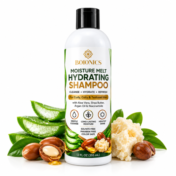 Bo10nics Moisture Melt hydrating shampoo for textured hair – 12 fl oz
